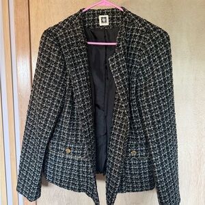 Anne Klein Black and White Tweed Blazer